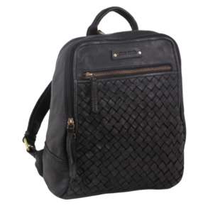 Black Woven Backpack Zip Pierre Cardin