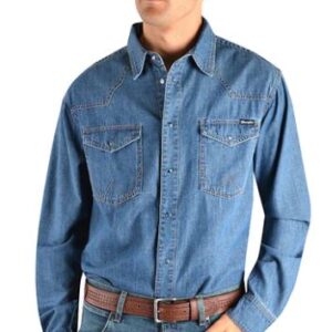 Jay Denim Western Long Sleeve Mens Shirt Wrangler