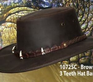 3 teeth Croc Full Grain Brown Red Rock Hats