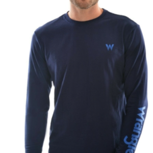 Sleeve logo L/S Tee Mens Navy Wrangler XL